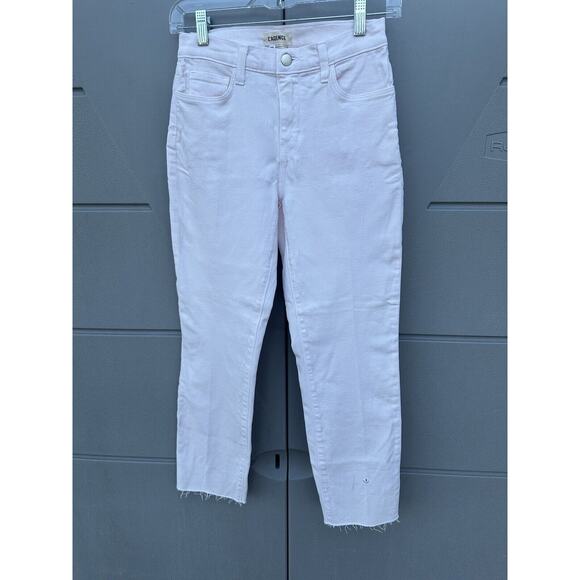 L'Agence Sada High Rise Cropped Slim Fit Raw Hem Jeans Sz 25 light pink - Picture 3 of 12